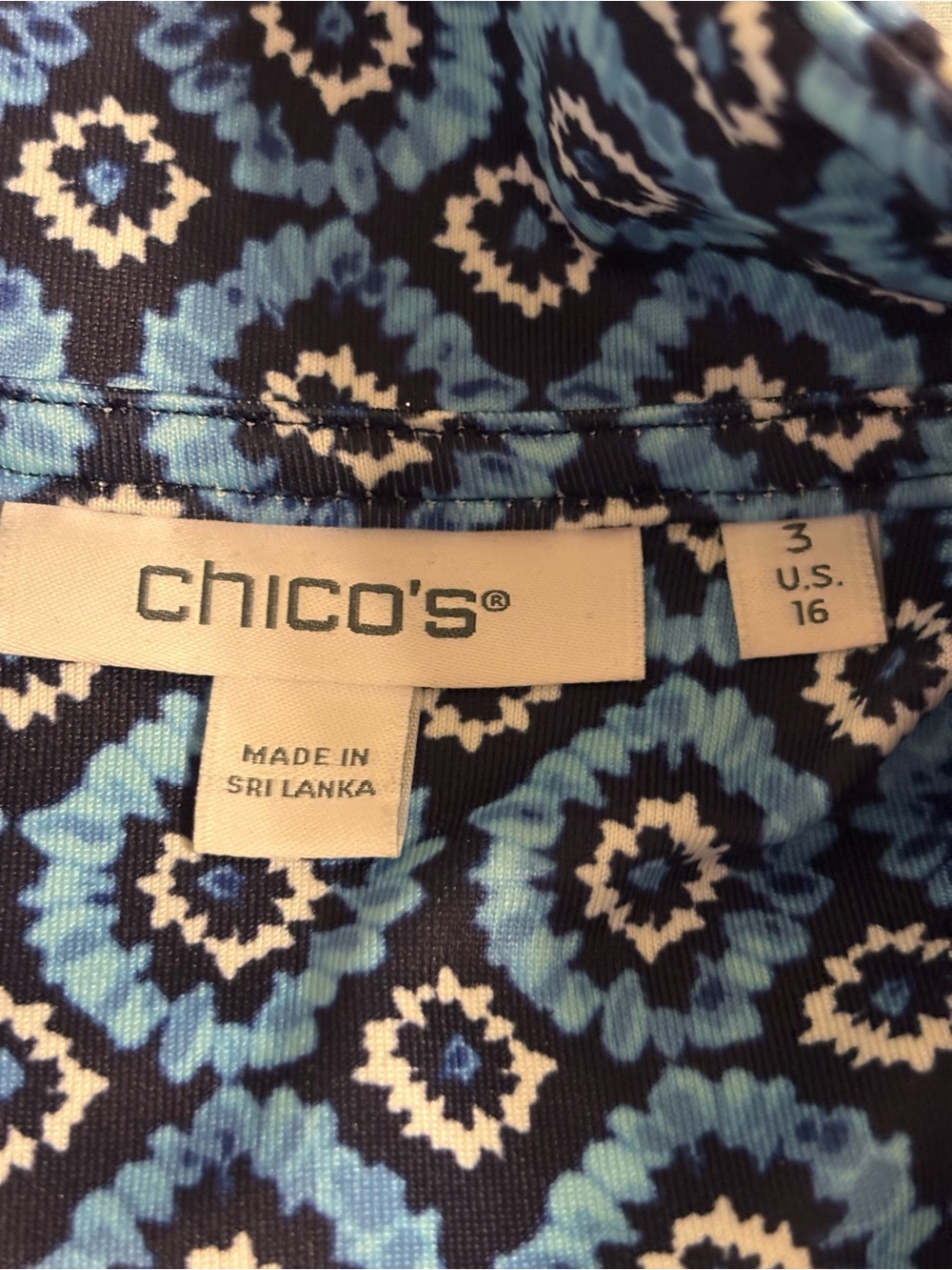 Chico’s Blue Geometric Print Quarter Zip Pullover Size 3 XL 16 - Picture 2 of 5